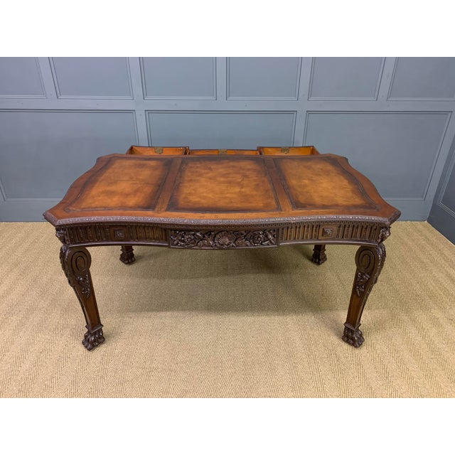 Chippendale Style Writing Table in Carved Mahogany, 1900 For Sale - Image 6 of 18