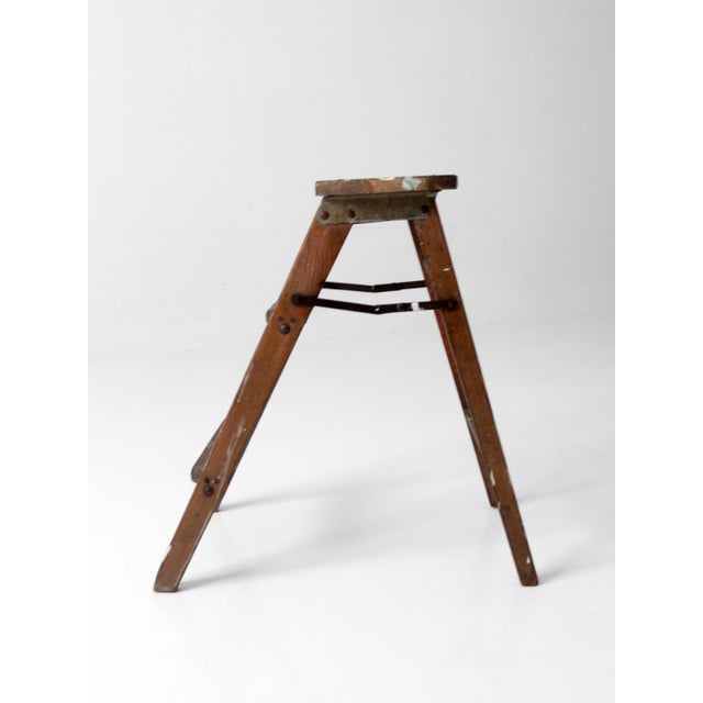 Antique Wood Step Ladder Stool For Sale - Image 6 of 15
