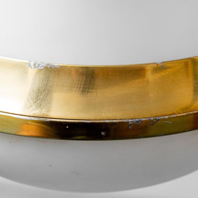 Metal Opaline Glass and Brass Chandelier, 1950s For Sale - Image 7 of 11