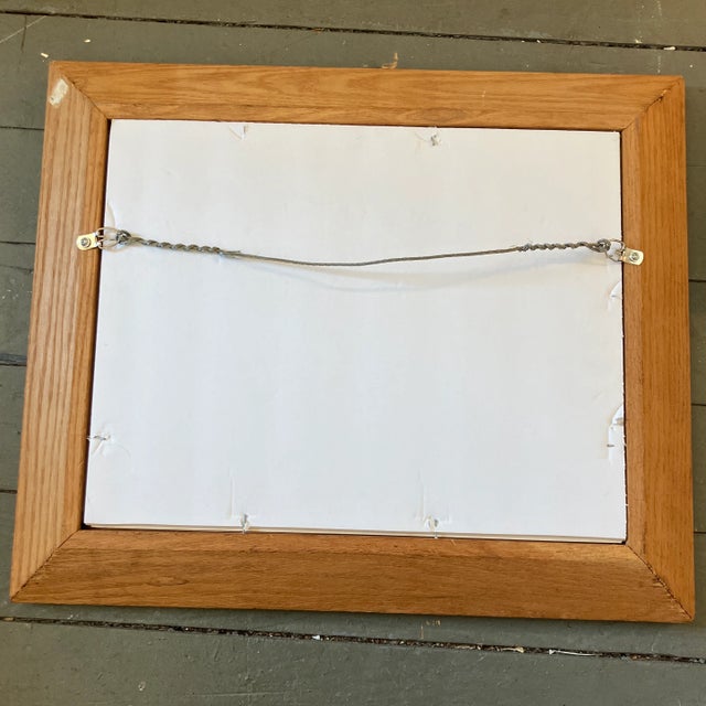 Mid-Century Modern 1970’s Vintage Original Colored Pencil Nude Figure Drawing Mid Century Oak Frame For Sale - Image 3 of 3