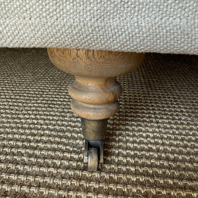 Textile English Arm Loveseat Upholstered in Natural Hemp For Sale - Image 7 of 7