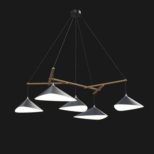 Wood Emily Group of Five Pendant Light in Steel with Dark Bronze Finish by Moss Objects For Sale - Image 7 of 12