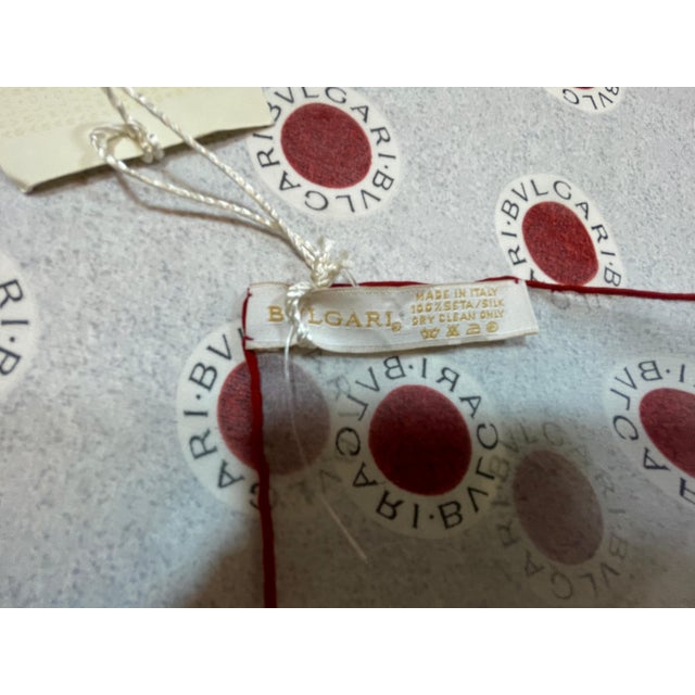 Contemporary BVLGARI Red Dot Logo Silk Scarf Bulgari For Sale - Image 3 of 12