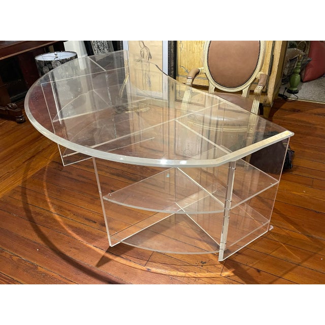 1970s Monumental Lucite Demilune Desk For Sale In San Diego - Image 6 of 11