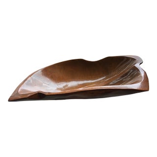 1960s Polished Burl Wood Abstract Bowl For Sale