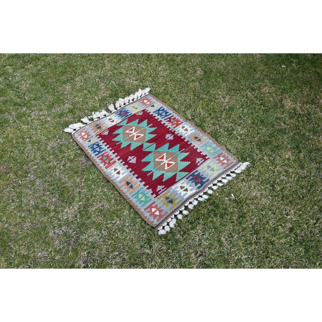 1950s Turkish Traditional Style Handwoven Oushak Kilim Rug For Sale In Sacramento - Image 6 of 13