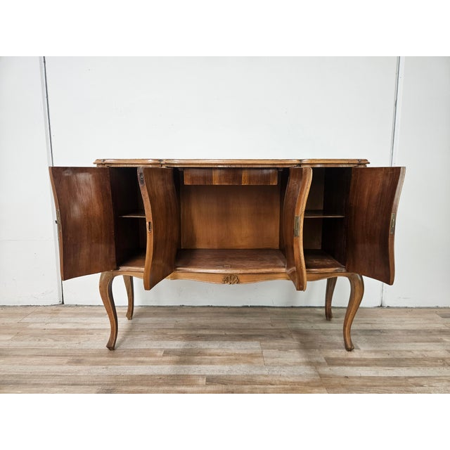 Small Baroque-Style Walnut Sideboard with Four Doors, 1960 For Sale - Image 11 of 18
