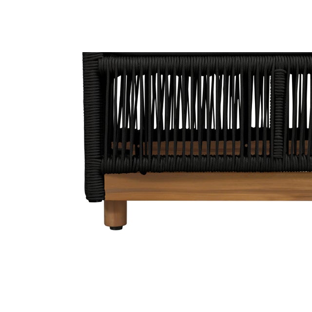 Wood Alpine Teak Wood Outdoor Ottoman With Black - Rope Design For Sale - Image 7 of 13
