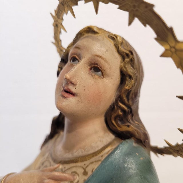 Olot School Artist, Immaculate Conception Sculpture of the Virgin Mary, 20th Century, Wood Pulp For Sale - Image 17 of 18