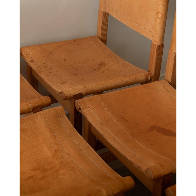 Vintage Kotka Safari Dining Chairs in Pine and Saddle Leather attributed to Tomas Jelinek for Ikea, 1980s, Set of 6 For Sale - Image 17 of 18