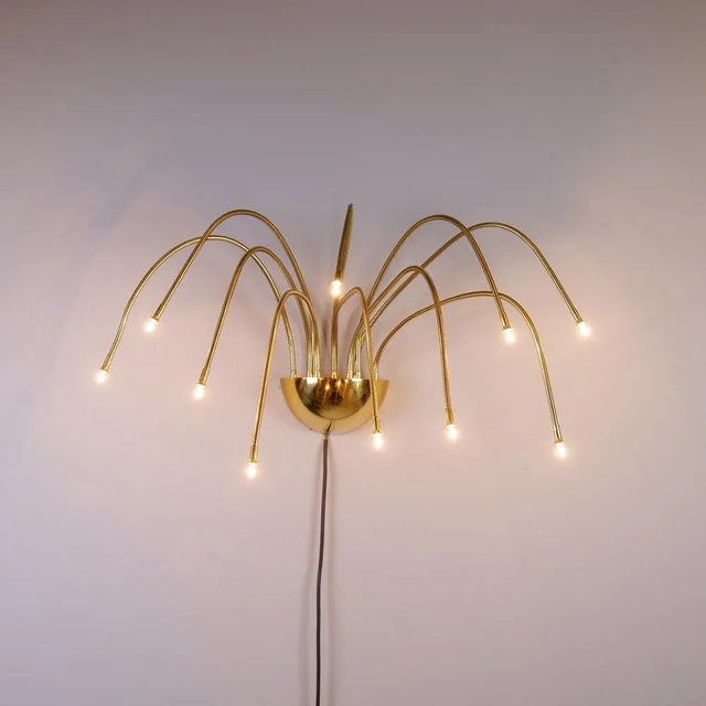 Vintage Brass Model Medusa Wall Lamp by Florian Schulz, 1980s For Sale - Image 4 of 6