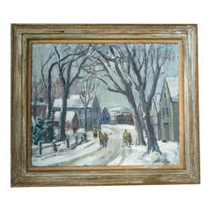 Mid-Century Impressionist Painting of Rockport Maine in Winter by Charles Gordon Marston