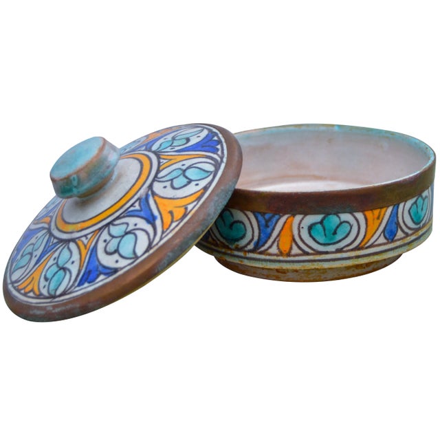 Traditional Early 20th Century Afro-Moresque Ceramic Lidded Bowl For Sale - Image 3 of 6
