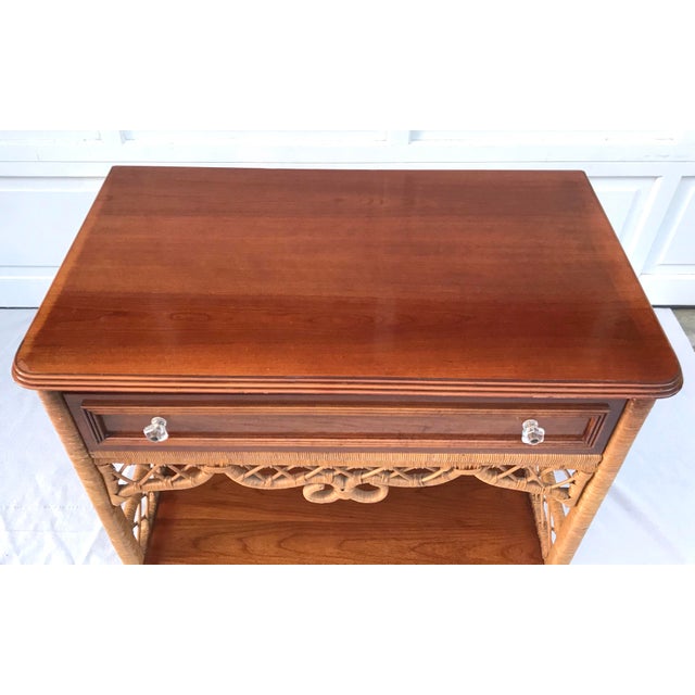 Vintage Henry Link Lexington Wood and Wicker Console Table Chairish