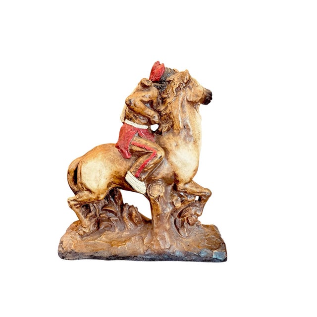 Native American Vintage Native American Warrior on Horseback Figure For Sale - Image 3 of 11