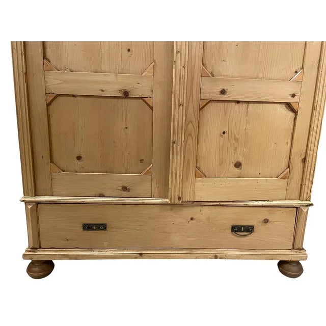 Wood Antique French Pine Twoo Door Armoire Drawer to Base For Sale - Image 7 of 12