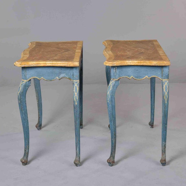 Wood Italian Hand-Painted Side Tables, Circa 1850s - Pair For Sale - Image 7 of 13