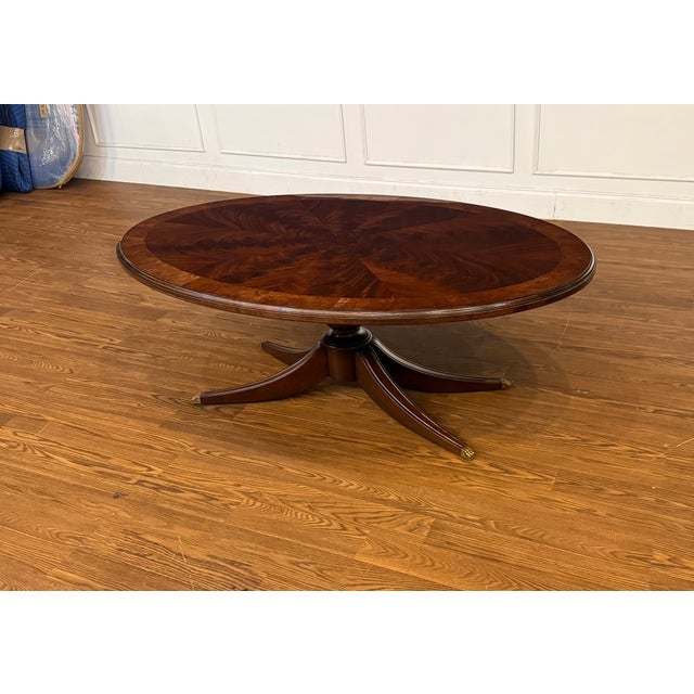 Leighton Hall Furniture Traditional Oval Mahogany Cocktail Table by Leighton Hall - Made to Order For Sale - Image 4 of 12
