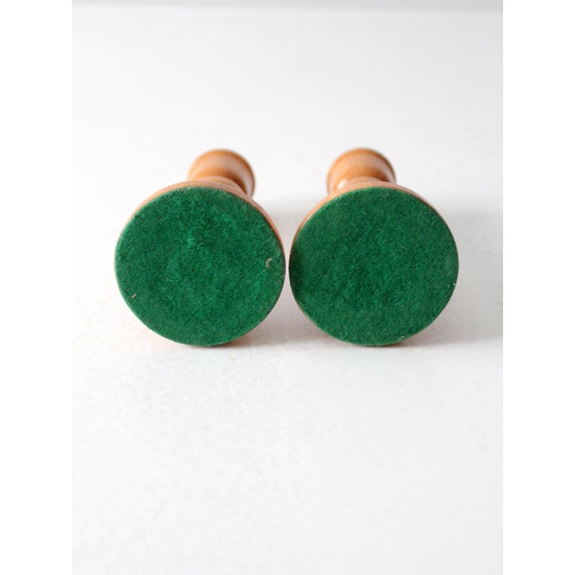 Vintage Handmade Wooden Candlestick Holders Pair For Sale - Image 10 of 10