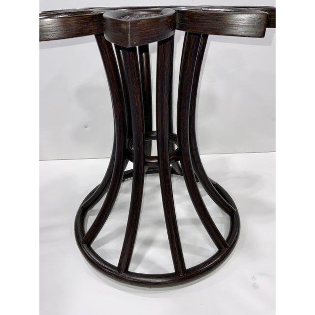Original Retail $3180, stylish Jamie Durie for Baker / McGuire Brown Caned Sunflower Side Table Base, showroom floor sample