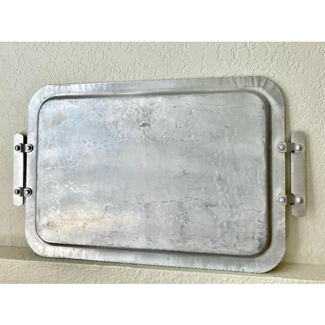 Circa 1930/1940 Striking Ivy & Vine Riveted Handle Hand-Forged Aluminum Tray For Sale - Image 4 of 13