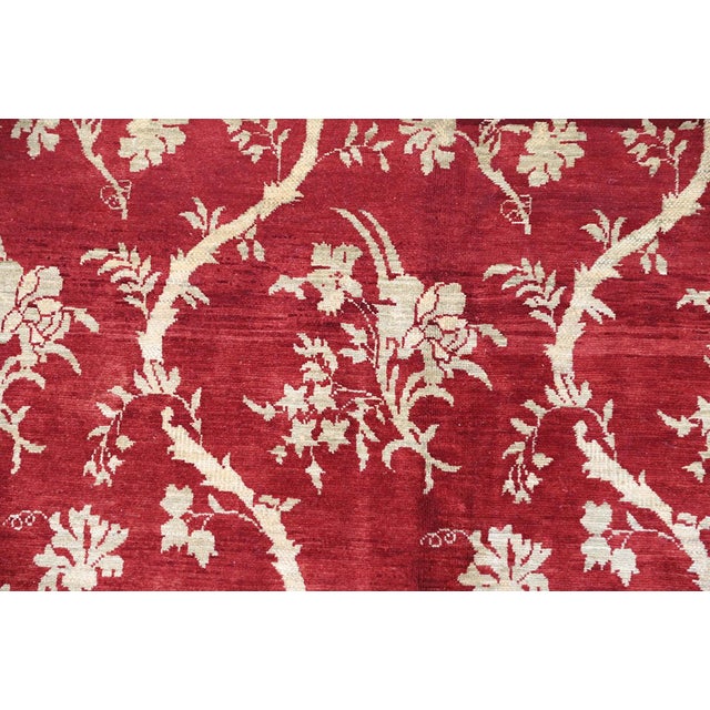 8x10 Deep Red & Gold Chinoiserie Rug | 8'2"x10'3" Hand-Knotted Afghan Wool For Sale In Los Angeles - Image 6 of 8