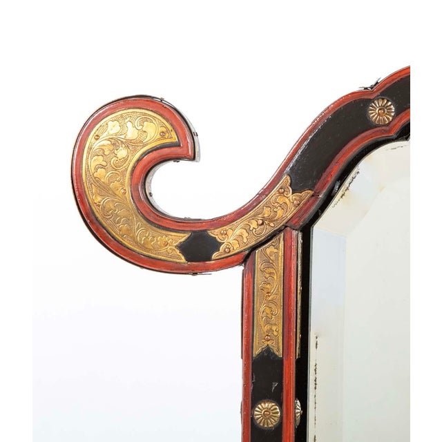 19th Century Japanese Red and Black Lacquer Table Mirror Gilt Brass Mounts For Sale - Image 12 of 14