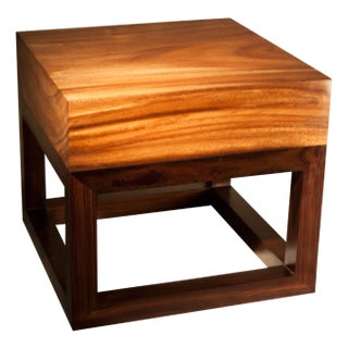 Andrianna Shamaris Minimalist Suar Wood Side Table For Sale