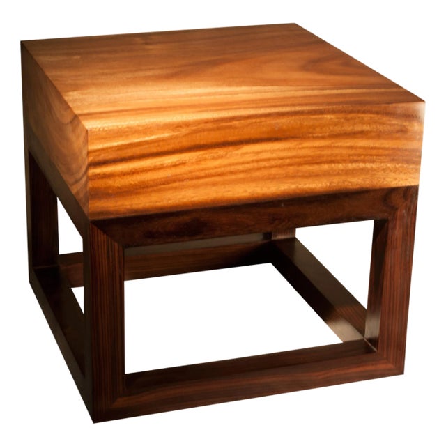 Andrianna Shamaris Minimalist Suar Wood Side Table For Sale