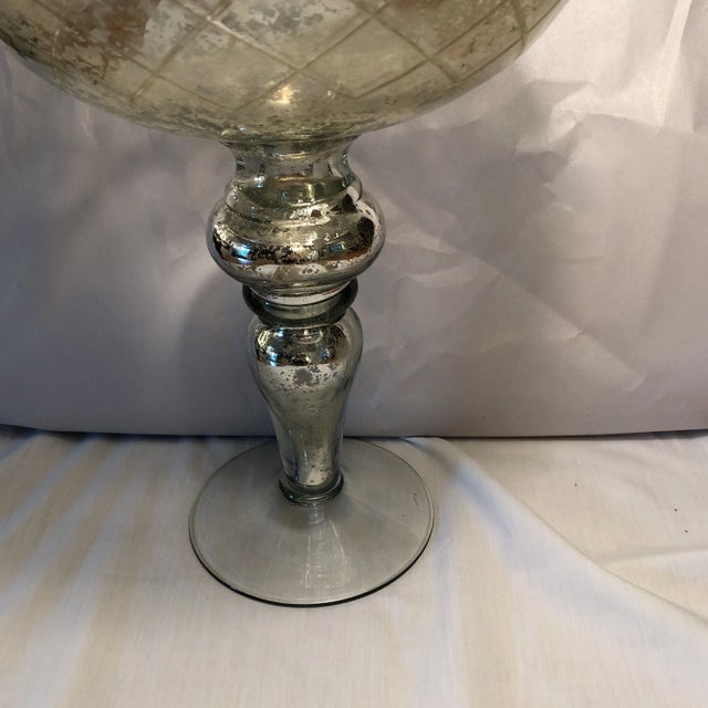 Contemporary 1960s Contemporary Mercury Glass Footed Bowl For Sale - Image 3 of 7