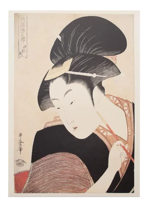 1980s Kitagawa Utamaro "Pensive Love"