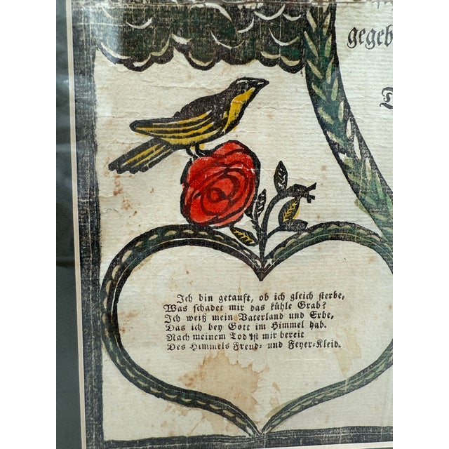 Red 18th-Century Hand-Colored Fraktur Birth & Baptismal Certificate, Pennsylvania German, Dated 1794 For Sale - Image 8 of 10