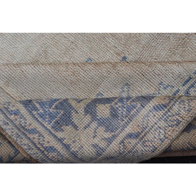 Turkish Oushak Gallery Rug in Muted Blue and Cream With Geometric Design 5'0 X 12'5 For Sale - Image 11 of 12