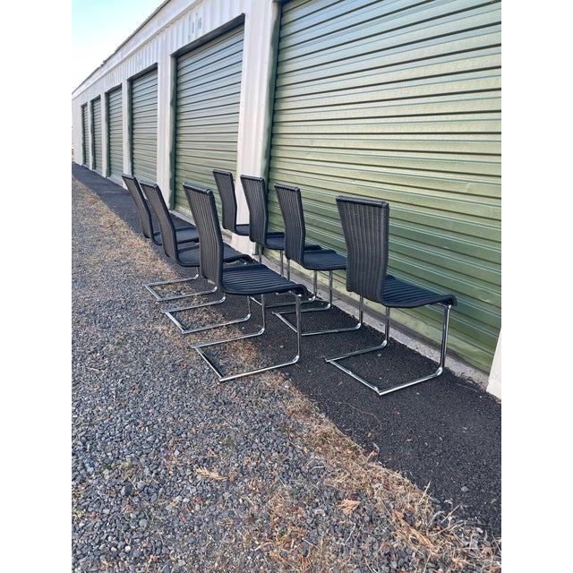 Black Cantilevered Dining Chairs by Bacher, "Jimmy F's" - Set of 7 For Sale In Reno/Lake Tahoe - Image 6 of 10