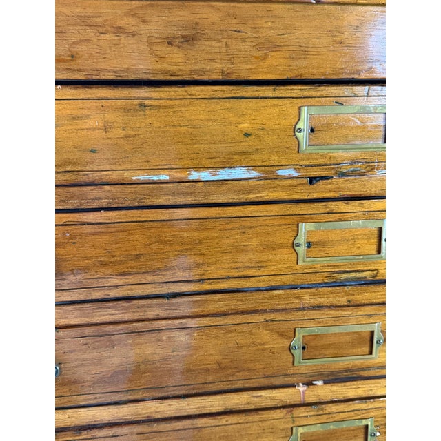 Brown Antique OverSized Pine 12 Drawer Map Flat File Cabinet For Sale - Image 8 of 12