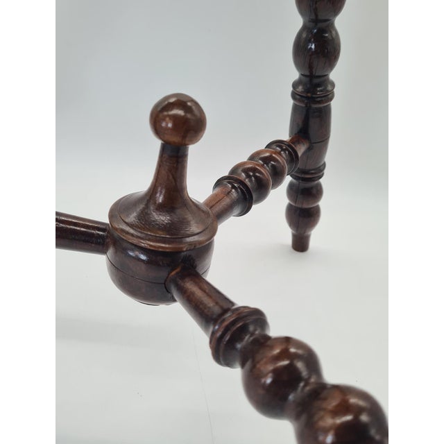 1920s Antique Oak Side Table with Ornate Tabletop, 1920s For Sale - Image 5 of 10