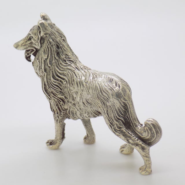 Vintage Italian Handmade Genuine Silver Collie Dog Large Figurine Sculpture For Sale - Image 4 of 10