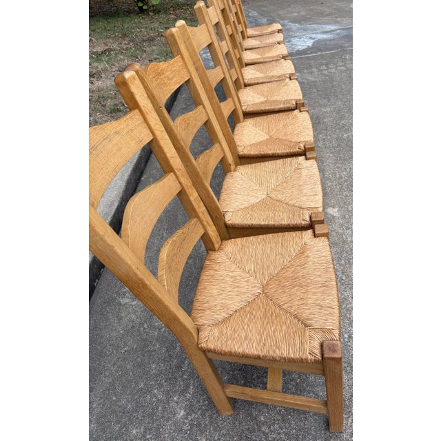 French Country Vintage Country French Ladder Back Rush Seat Dining Chairs - Set of 8 For Sale - Image 3 of 8