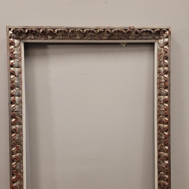 1960s Rectangular Framed Mirror in Carved and Silvered Wood, 1960s For Sale - Image 5 of 11