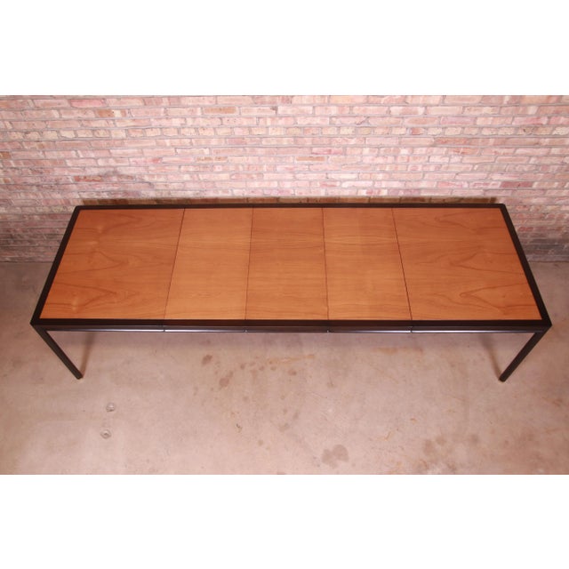 Harvey Probber Teak and Ebonized Mahogany Extension Dining Table, Newly Refinished For Sale In South Bend - Image 6 of 13