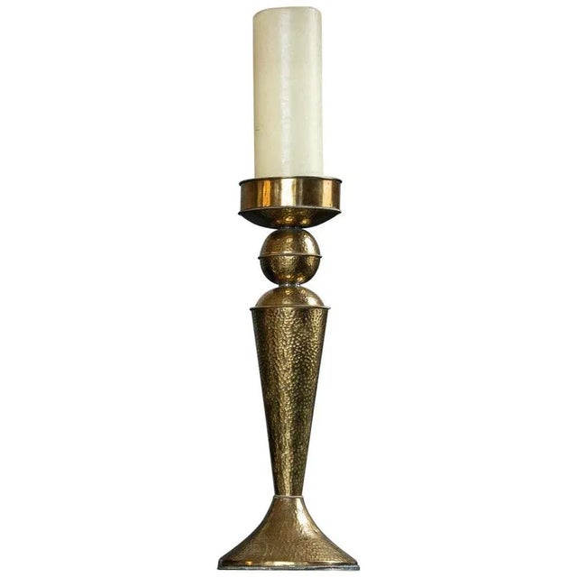 Hand-Hammered Brass Arts & Crafts Candleholder For Sale - Image 5 of 5