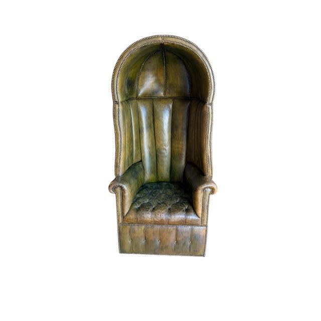 19th Century Late Georgian Extraordinary Leather Upholstered “Hall Porters Chair”. For Sale - Image 4 of 8