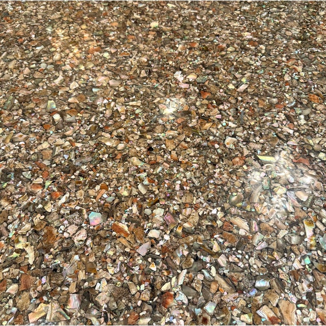 Vintage Abalone Shell Resin and Chrome Circular Dining Table For Sale - Image 9 of 14