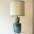 Ceramic Sea Blue Floor Lamp with Silk Lampshade attributed to R. Houben, 1970s For Sale - Image 7 of 10