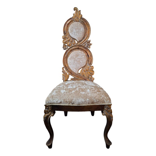 Baroque Gilt and Velvet Armchair, 1930s For Sale