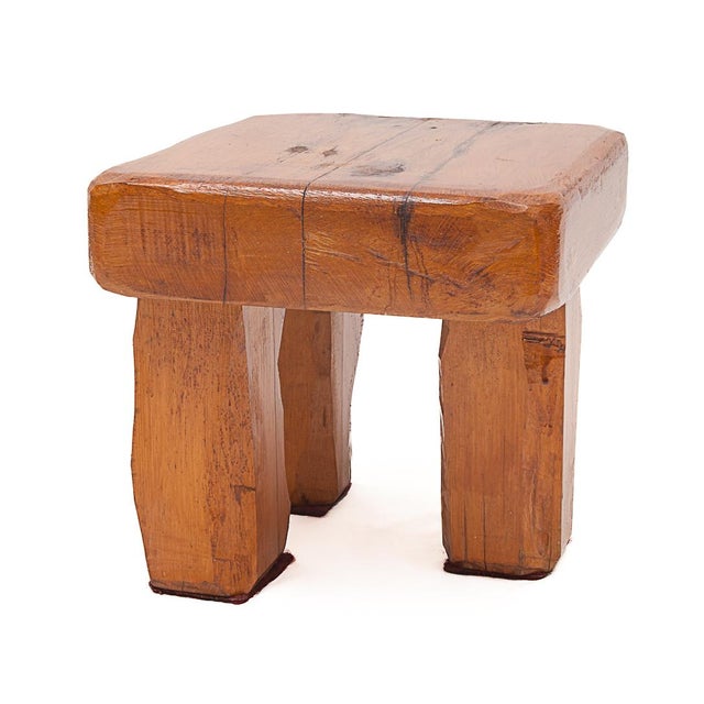 Brutalist Stools in Oak, Set of 3 For Sale - Image 6 of 10