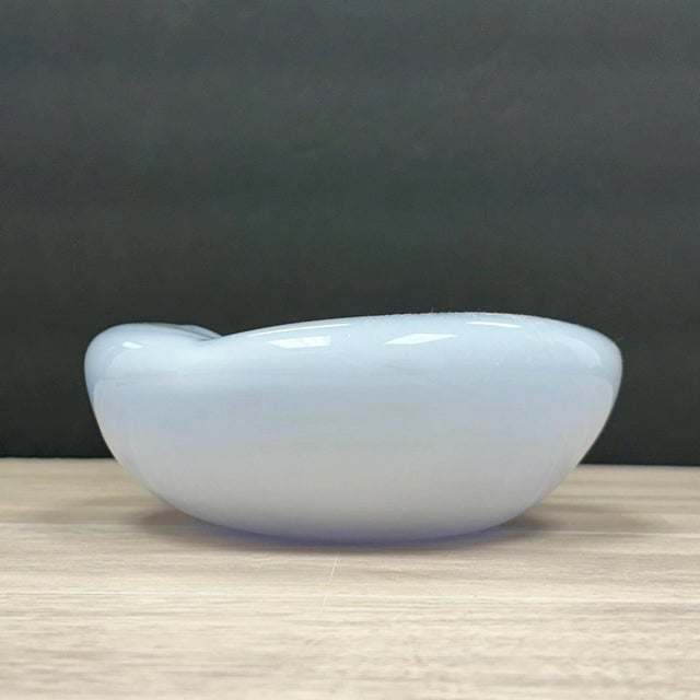 1960s Vintage Blue Glass Ashtray – Midcentury Modern Wavy Design For Sale - Image 5 of 8