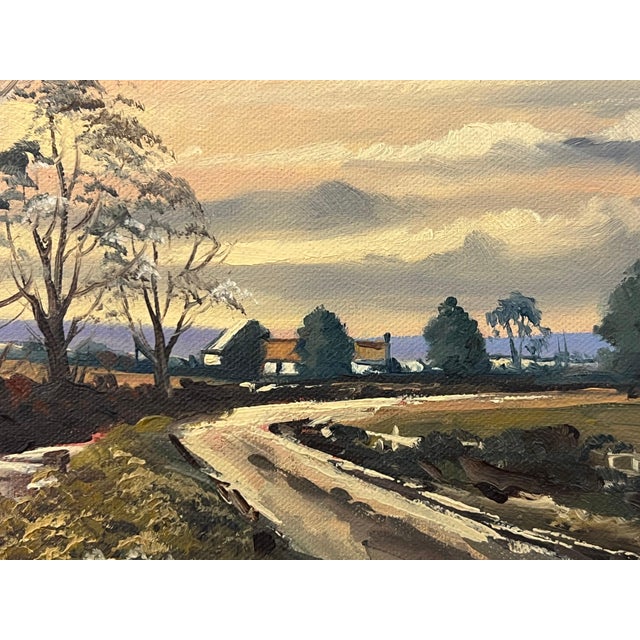 Sunset in Ireland Countryside - Original Oil Painting by Northern Irish Artist 1985 Circa For Sale - Image 10 of 11
