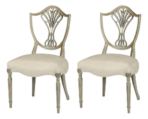 Contemporary Antique Style Shield Back Dining Side Chairs - Set of 2
