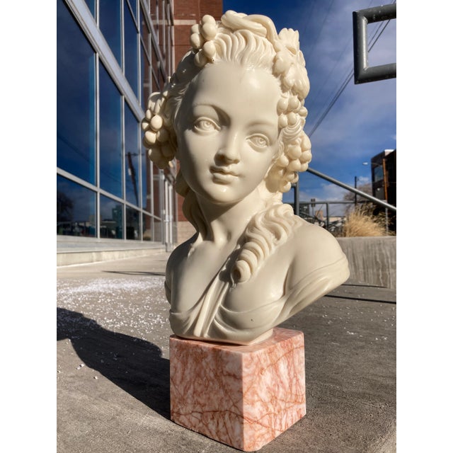 Bust of 19th Century French Woman on Cube Marble Mount After Grinam Niam Paris For Sale - Image 13 of 13